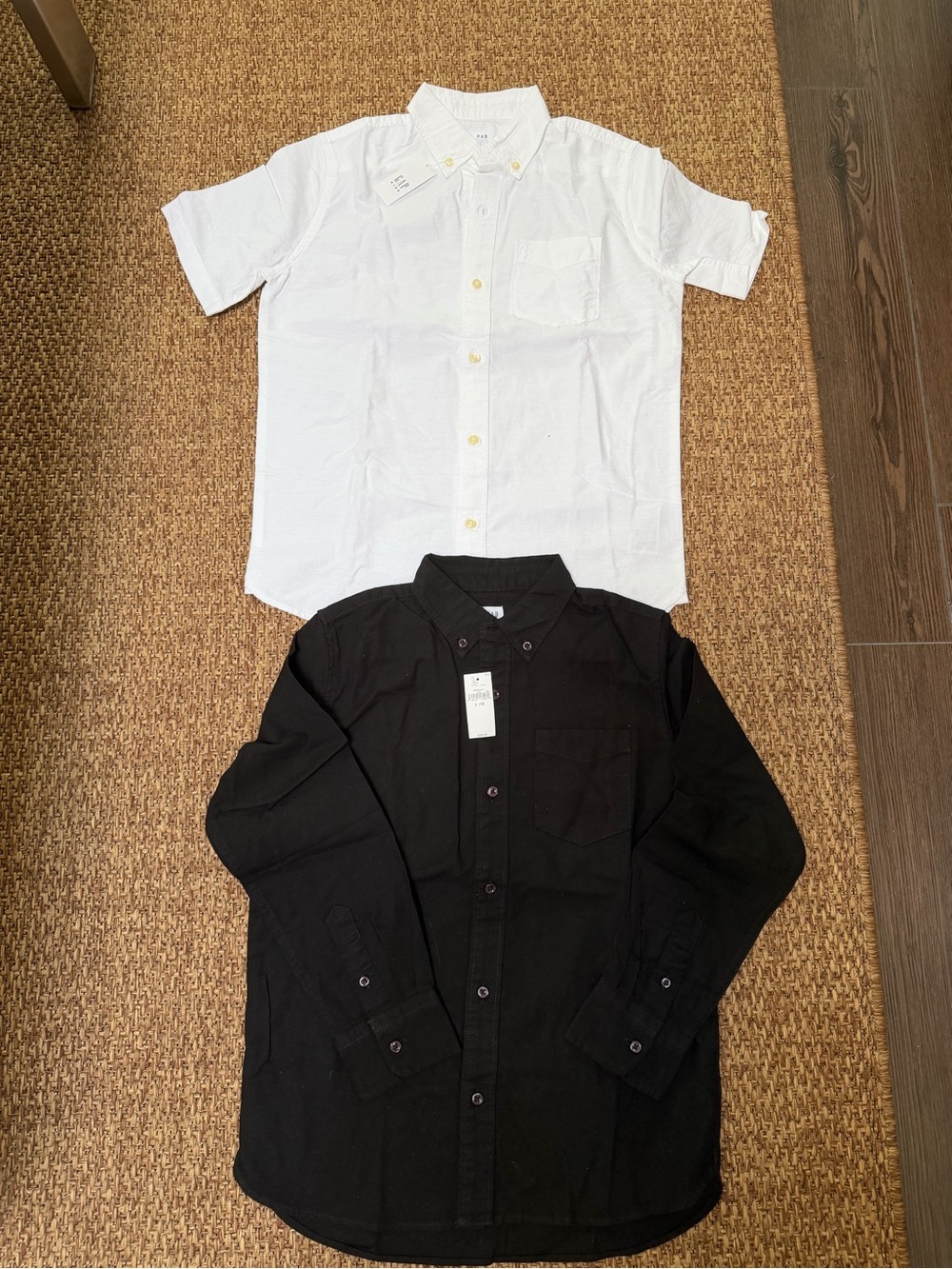Gap boys Button-Down Shirt - White & Black, Classic Fit